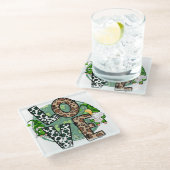 FRIEDENSLIEBE GLÜCKLICH STARTEN TAG NIEDLICHE GNOM GLASUNTERSETZER (Schrägansicht)