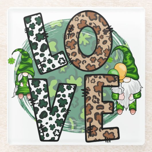 FRIEDENSLIEBE GLÜCKLICH STARTEN TAG NIEDLICHE GNOM GLASUNTERSETZER (Vorderseite)