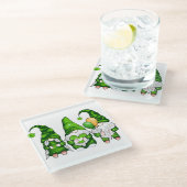 FRIEDENSLIEBE GLÜCKLICH STARTEN TAG NIEDLICHE GNOM GLASUNTERSETZER (Schrägansicht)