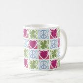 FriedensLiebe-glückliche Kleeblatt-Muster-Tasse Kaffeetasse (VorderseiteRechts)