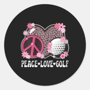 Friedensliebe Golf Liebhaber Leoparden Druck Fraue Runder Aufkleber
