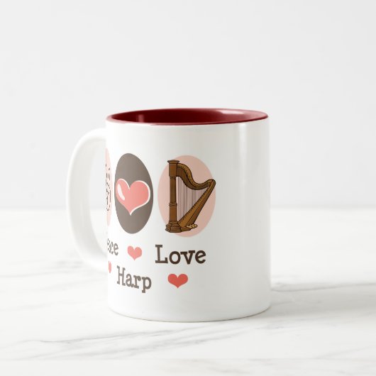 FriedensLiebe-Harfen-Tasse Zweifarbige Tasse (Vorderseite Links)