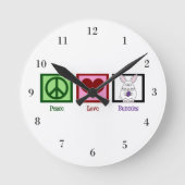 FriedensLiebe-Häschen Runde Wanduhr (Vorderseite)