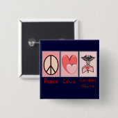 FriedensLiebe-Herzkrankenschwester Button (Vorne & Hinten)