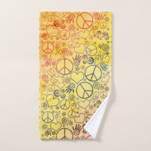 FriedensLiebe-Hippy Symbol-Entwurf Handtuch