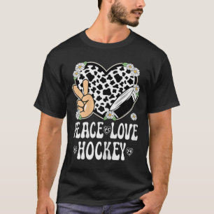 Friedensliebe Hockeyliebhaber Kuhdruck Damen Mädch T-Shirt
