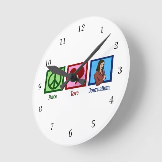 FriedensLiebe-Journalismus Runde Wanduhr (Winkel)