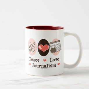 FriedensLiebe-Journalismus-Tasse Zweifarbige Tasse