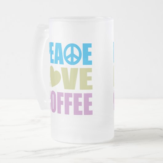 FriedensLiebe-Kaffee Mattglas Bierglas (Vorderseite Links)