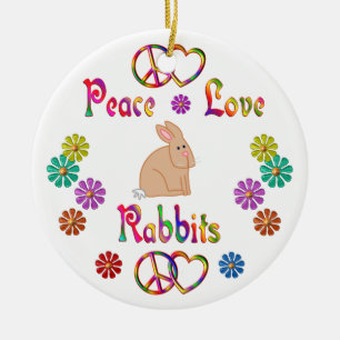 FRIEDENSLiebe-KANINCHEN Keramik Ornament