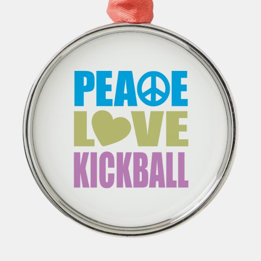 FriedensLiebe Kickball Silbernes Ornament (Vorne)