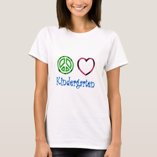 FriedensLiebe-Kindergarten-Schulkindergrad-Lehrer T-Shirt (Vorderseite)