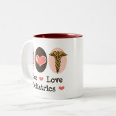FriedensLiebe-Kinderheilkunde-Kinderarzt-Tasse Zweifarbige Tasse (Vorderseite Links)