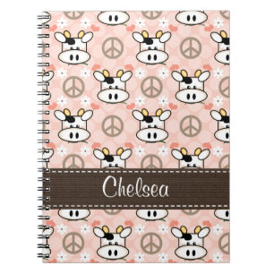 FriedensLiebe-Kuh-gewundenes Notizbuch-Zeitschrift Notizblock