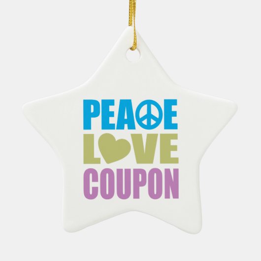 FriedensLiebe-Kupon Keramik Ornament (Hinten)