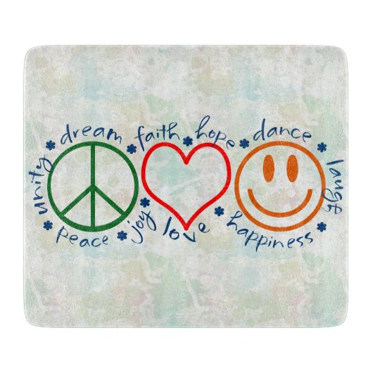 FriedensLiebe-Lächeln Schneidebrett (Vorderseite)