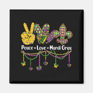 Friedensliebe Mardi Gras-Shirts Frauen Mädchen Kar Magnet