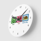 FriedensLiebe-Meerschweinchen Runde Wanduhr (Winkel)