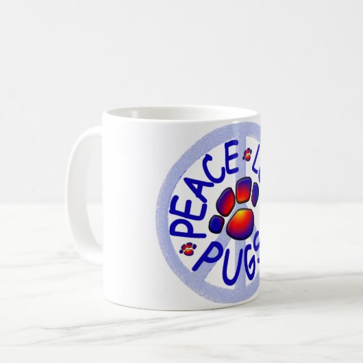 FriedensLiebe-Mops-Keramik-Kaffee-Tasse Kaffeetasse (Vorderseite Links)