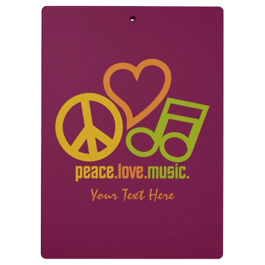 FriedensLiebe-Musikgewohnheitsklemmbrett Klemmbrett (Rückseite)