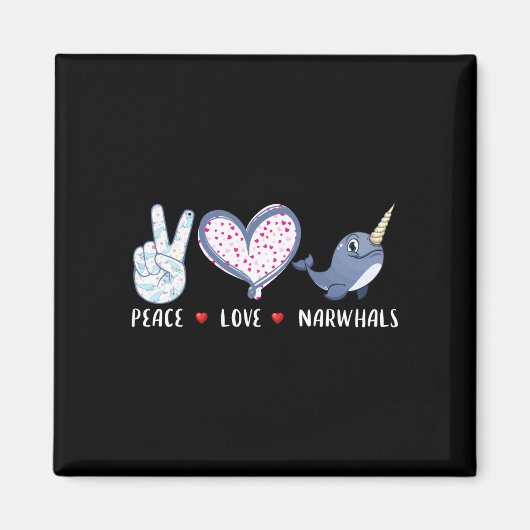 Friedensliebe Narwal für Mädchen Jungen Kinder Magnet (Vorne)