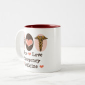 FriedensLiebe-Notmedizin-Tasse Zweifarbige Tasse (Vorderseite Links)