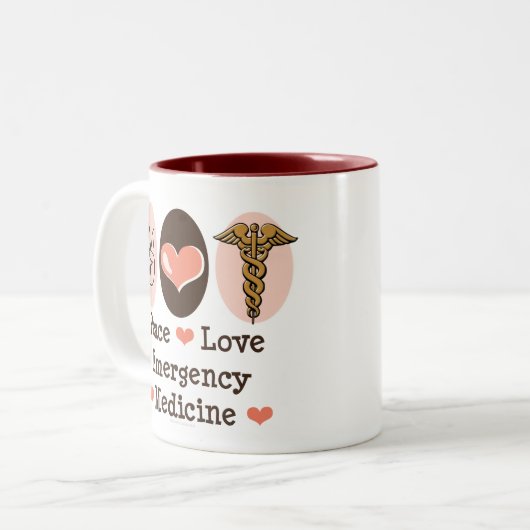 FriedensLiebe-Notmedizin-Tasse Zweifarbige Tasse (Vorderseite Links)