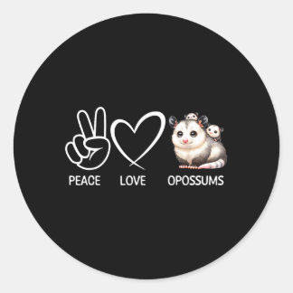 Friedensliebe Opossums Lustige Possums Opossum Lie Runder Aufkleber