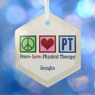 Friedensliebe Physiotherapie Weihnachten Benutzerd Ornament Aus Glas