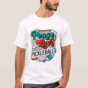 Friedensliebe Pickleball Sport Schläger Spiel T-Shirt