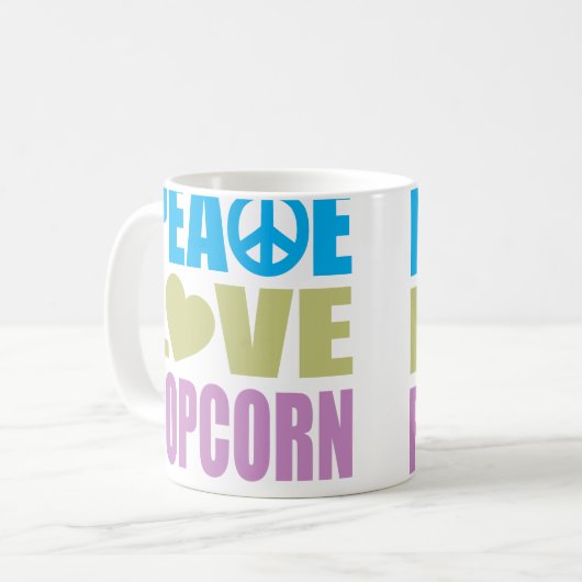 FriedensLiebe-Popcorn Kaffeetasse (Vorderseite Links)
