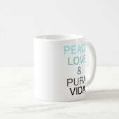 FriedensLiebe Pura Vida aquamariner u. schwarzer Kaffeetasse (VorderseiteRechts)
