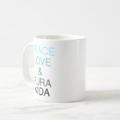 FriedensLiebe Pura Vida aquamariner u. schwarzer Kaffeetasse (Vorderseite Links)