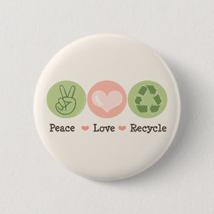 FriedensLiebe recyceln Knopf Button