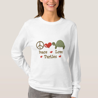FriedensLiebe-Schildkröte-langes Hülsen-T-Shirt T-Shirt