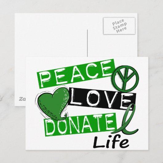 FRIEDENSLIEBE SPENDEN LEBEN POSTKARTE (Vorne/Hinten)