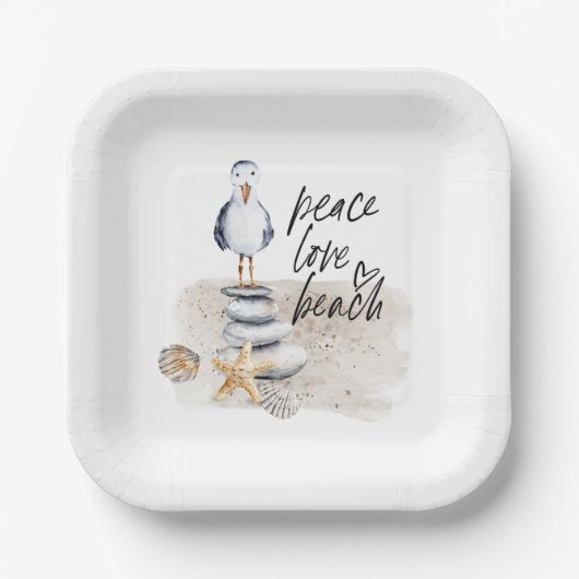 Friedensliebe Strand Möwe Küste Pappteller (Vorderseite)