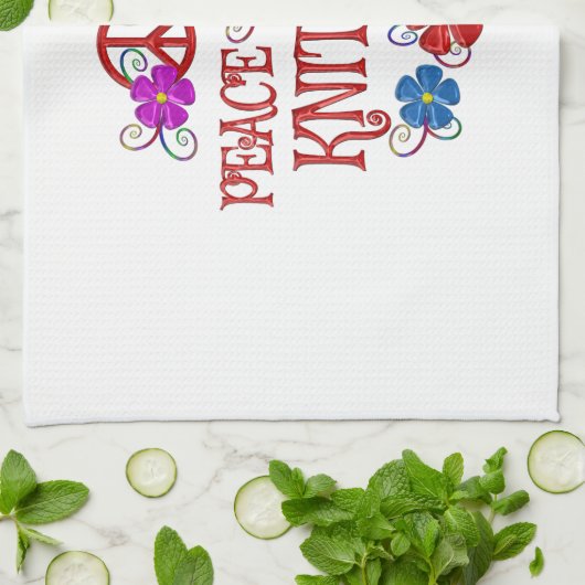 FriedensLiebe-Stricken Geschirrtuch (Gefaltet)