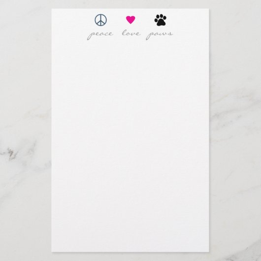 FriedensLiebe-Tatzen Briefpapier (Vorderseite)