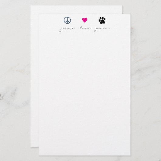 FriedensLiebe-Tatzen Briefpapier (Vorne/Hinten)