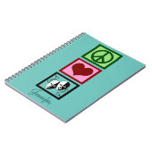 FriedensLiebe-Theater-personalisiertes aquamarines Notizblock (Linke Seite)