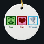 FriedensLiebe-Tornados Keramikornament<br><div class="desc">Ich mag Tornados. Ein Friedenszeichen,  Herz und ein Wirbelsturm.</div>
