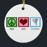 FriedensLiebe-Tornados Keramikornament<br><div class="desc">Ich mag Tornados. Ein Friedenszeichen,  Herz und ein Wirbelsturm.</div>