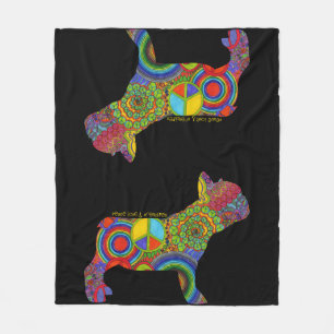 "FriedensLiebe-u. -Frenchies-" Pop-Kunst-Decke Fleecedecke