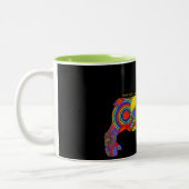 "FriedensLiebe-u. -Frenchies-" Pop-Kunst-Tasse Zweifarbige Tasse (Links)