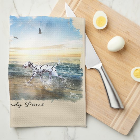 FriedensLiebe-u. -sandy-Tatzen-Dalmatiner Geschirrtuch (Viertel Falte)