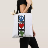 Friedensliebe und Brokkolisymbole Tasche (Von Nahem)