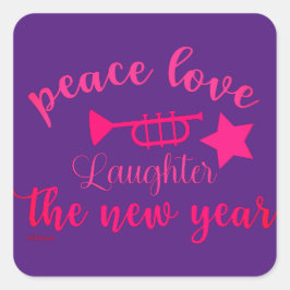 FRIEDENSLIEBE UND LAUGHER IM NEUEN JAHR QUADRATISCHER AUFKLEBER