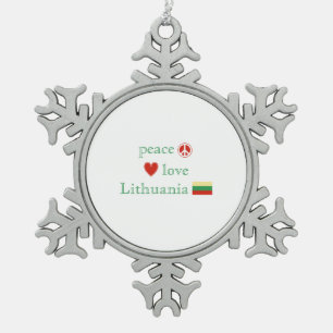 FriedensLiebe und -litauen Schneeflocken Zinn-Ornament