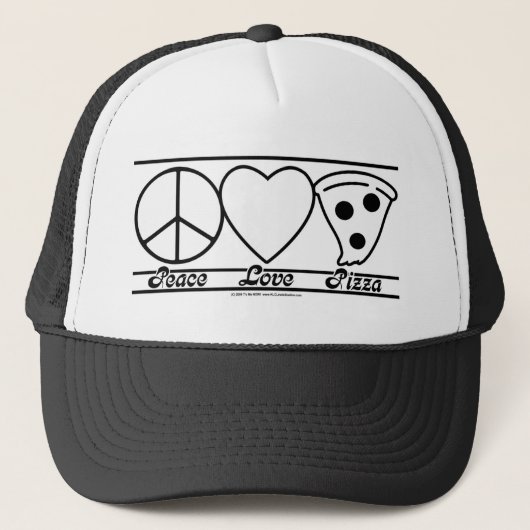 FriedensLiebe und -pizza Truckerkappe (Vorderseite)